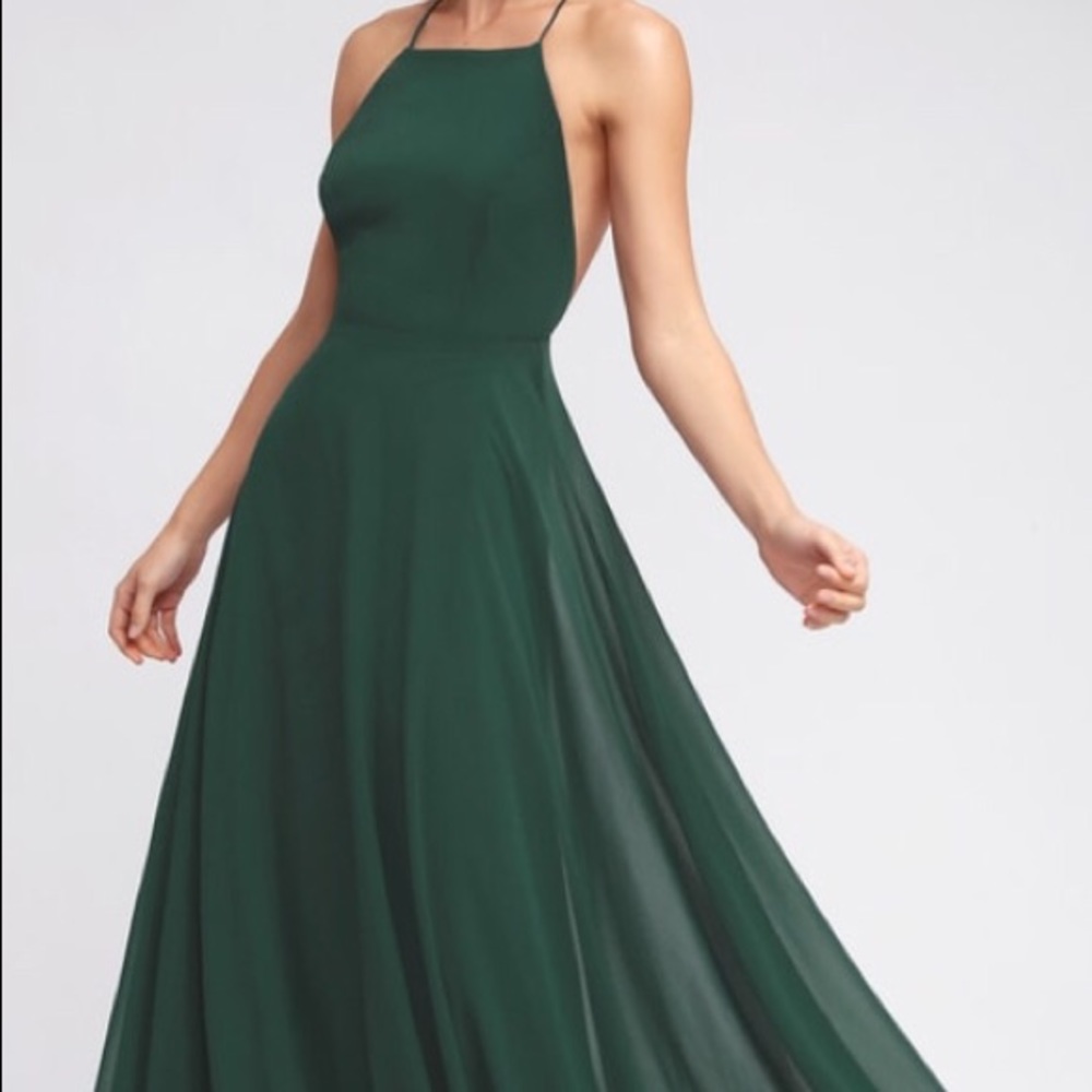 Beautiful dark green floor length dress
